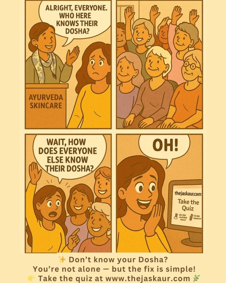 Comic-style dosha quiz promotion – Ayurvedic skincare blog